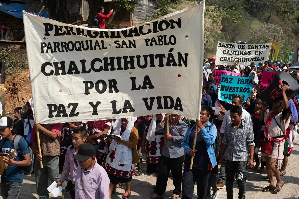 Imagen Indígenas protestan para pedir un alto al narcotráfico en Chiapas