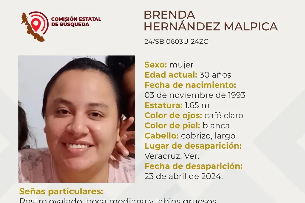 Imagen Piden ayuda para encontrar a joven mujer desaparecida en el puerto de Veracruz 