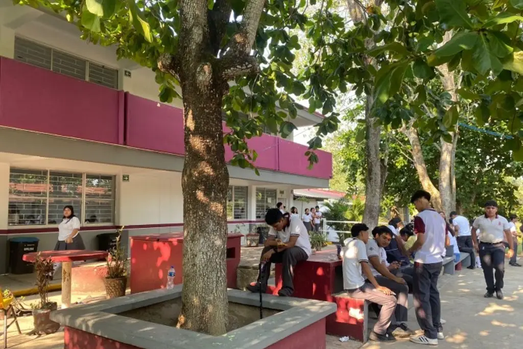 Imagen Cortan la luz a bachillerato y estudiantes toman clases al aire libre, al sur de Veracruz 