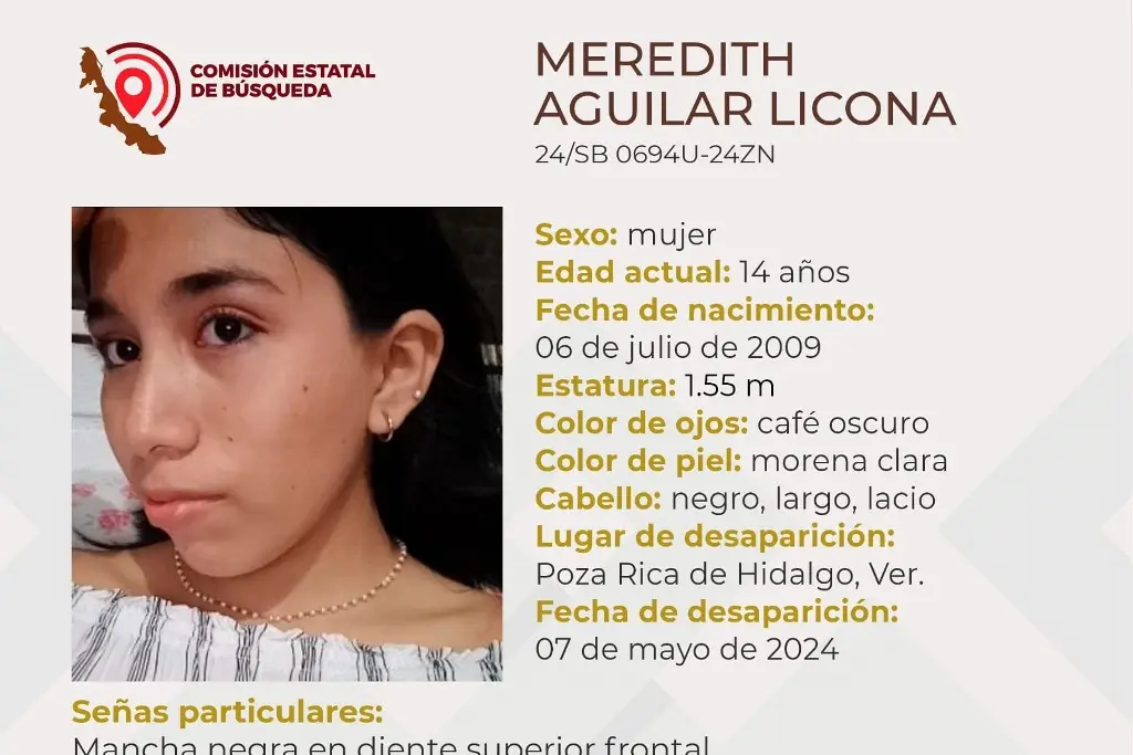Imagen Menor de edad desaparece al norte de Veracruz; aquí sus características 