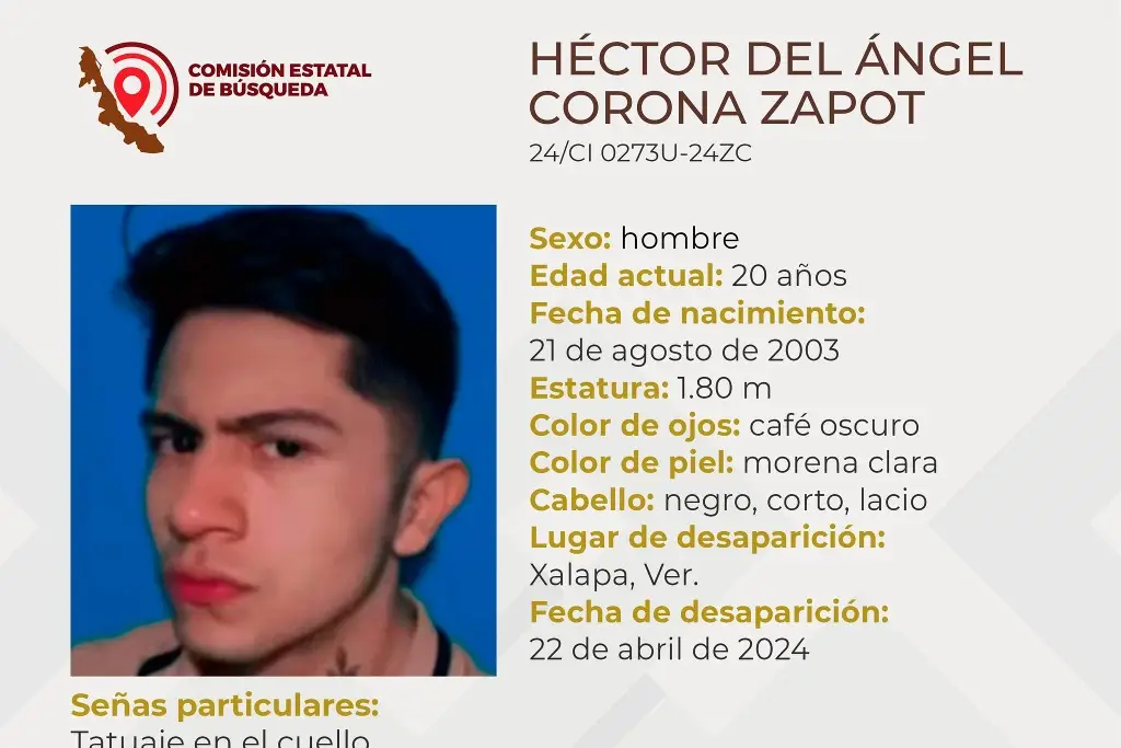 Imagen Joven de 20 años de desaparece en Xalapa, Veracruz; piden ayuda para encontrarlo 