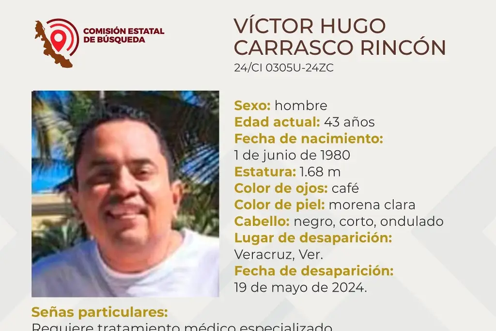 Imagen Él es Víctor, tiene 43 años y desapareció en el puerto de Veracruz 