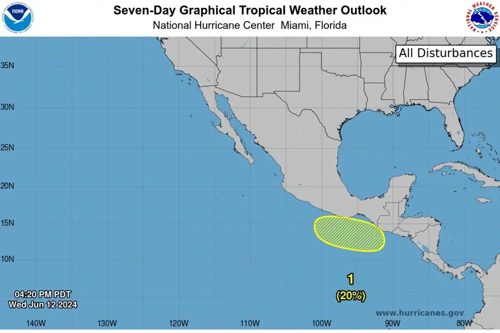 Imagen Vigilan posible 'baja presión' en el Pacífico, con 20% de probabilidad de evolucionar a ciclón
