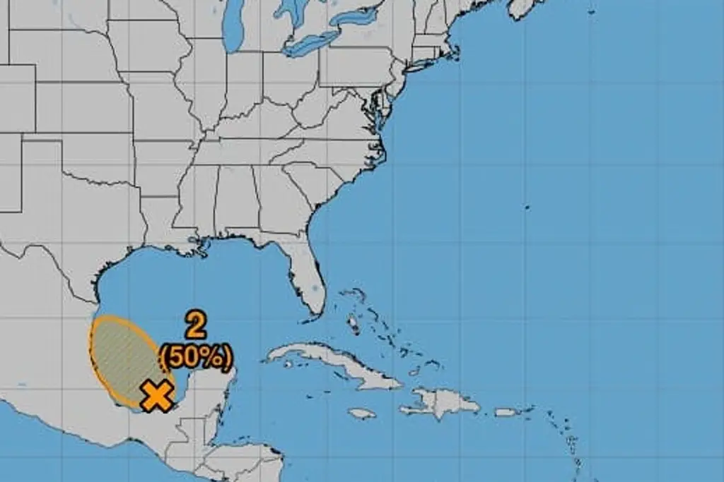 Imagen Disturbio en el Golfo de México con 50% de probabilidad de evolucionar a ciclón entre 48 horas