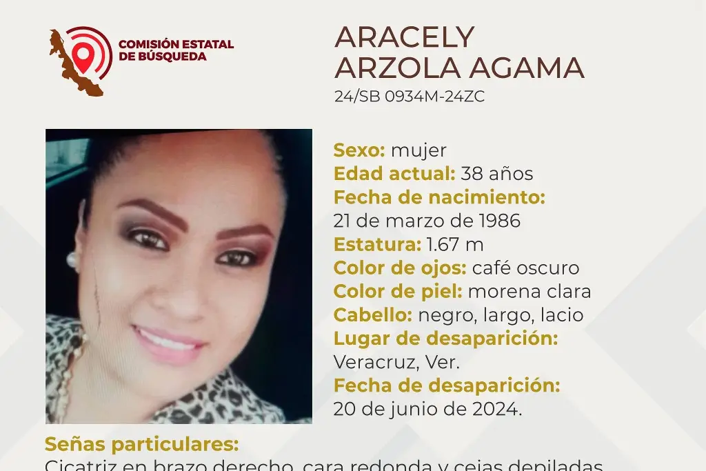 Imagen Ella es Aracely y desapareció en la ciudad de Veracruz; aquí sus características