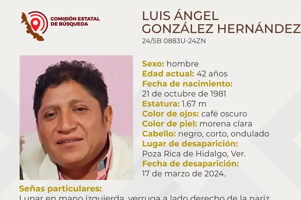 Imagen Hombre desaparece al norte de Veracruz; aquí sus características 