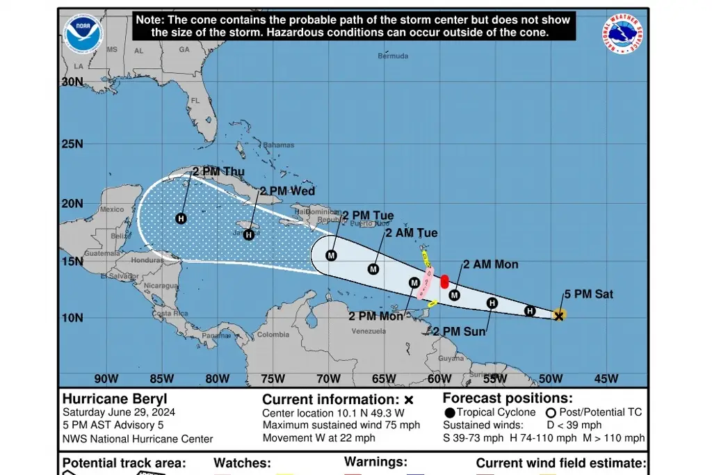 Imagen Beryl se convierte en huracán, el primero del Atlántico; prevén que se intensifique rápidamente 