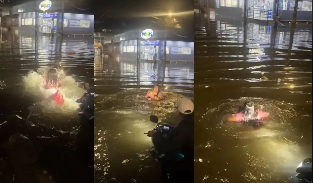 Imagen Joven nada en calles inundadas de Veracruz (+video)