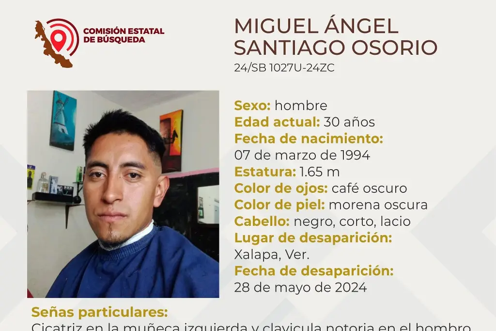 Imagen Él es Miguel, tiene 30 años  y desapareció en Xalapa, Veracruz