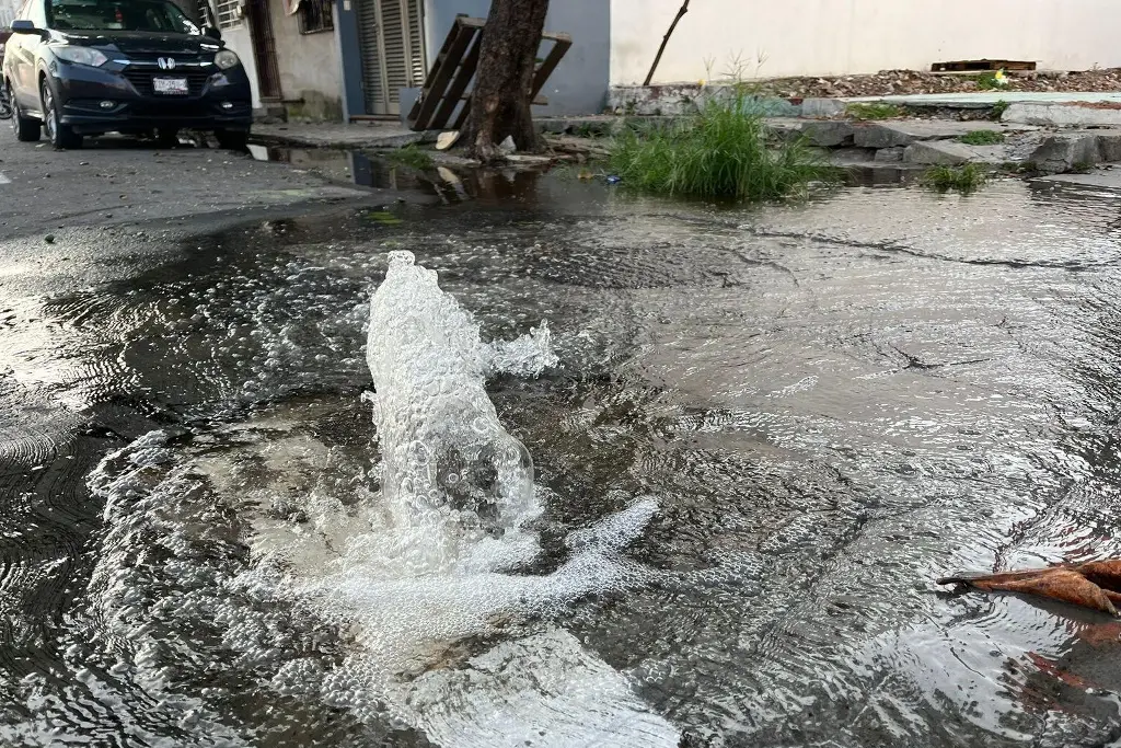 Imagen Reportan fuerte fuga de agua potable en la colonia Flores Magón de Veracruz