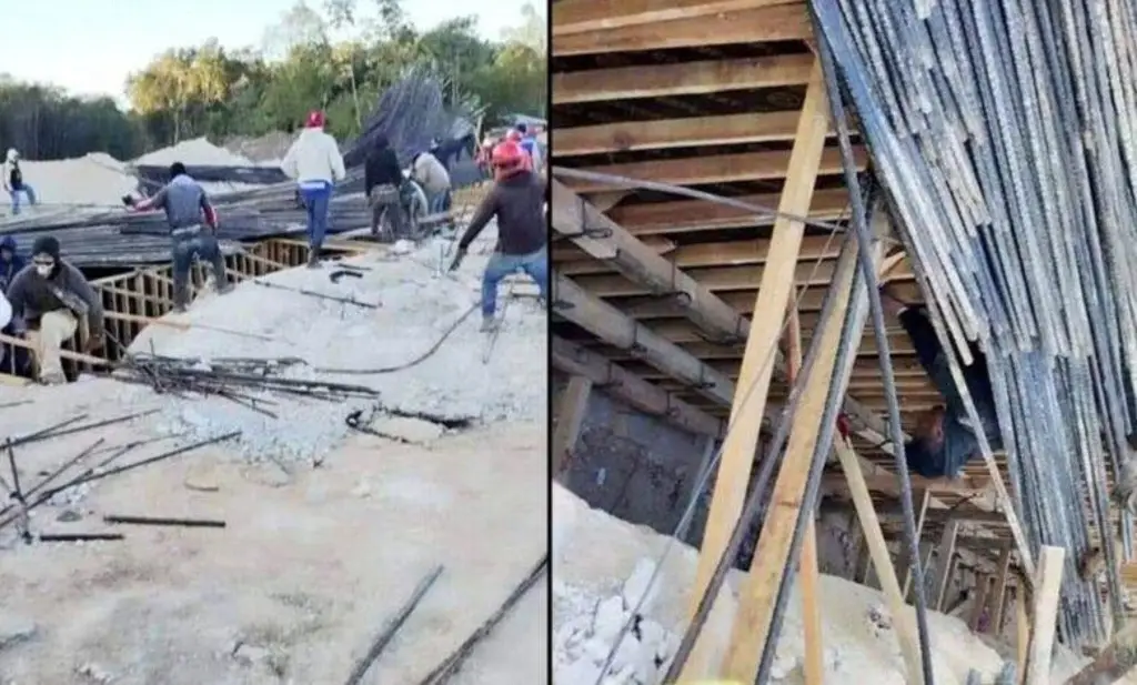 Imagen Dos lesionados deja colapso de torre de varillas del Tren maya