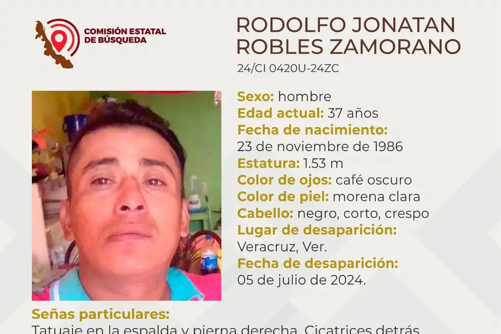 Imagen Él es Rodolfo, tiene 37 años y desapareció en el puerto de Veracruz 