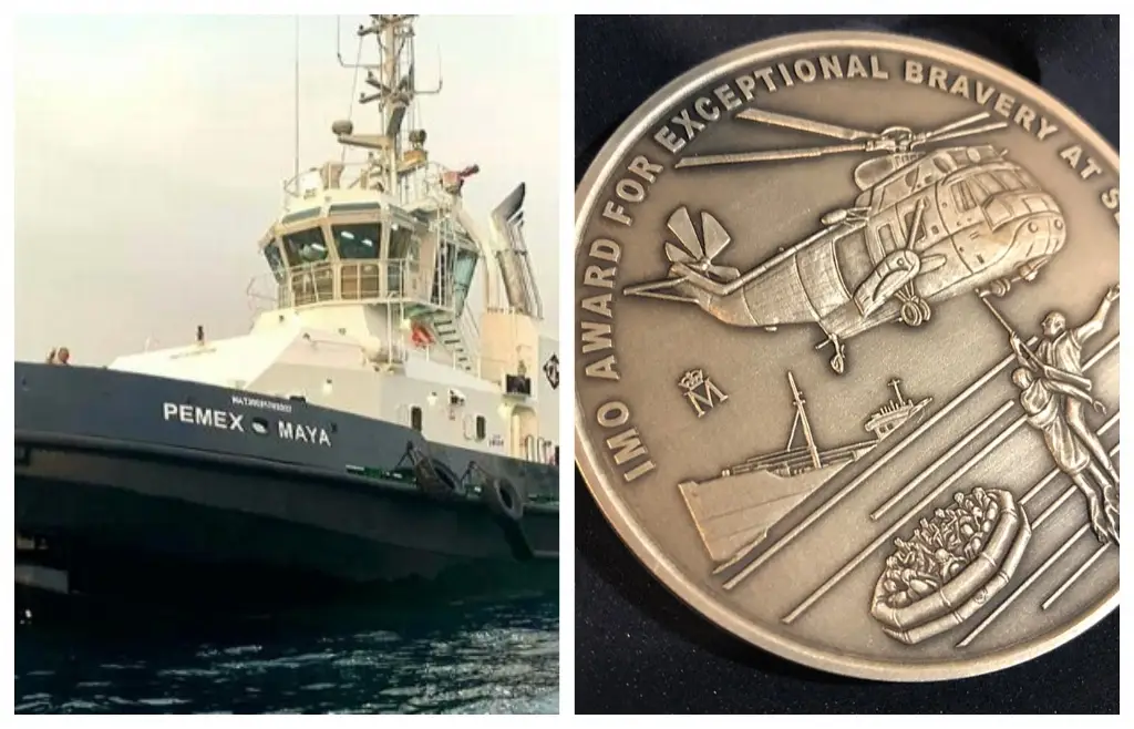 Imagen Otorgan 'Premio al Valor Excepcional en el Mar' a tripulación del remolcador 'Pemex Maya'
