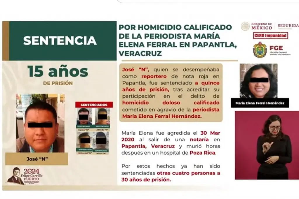 Imagen Destacan en mañanera sentencia contra asesinos de la periodista María Elena Ferral 