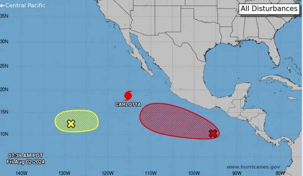 Imagen Tormenta Tropical 'Carlotta' se intensifica a huracán categoría 1