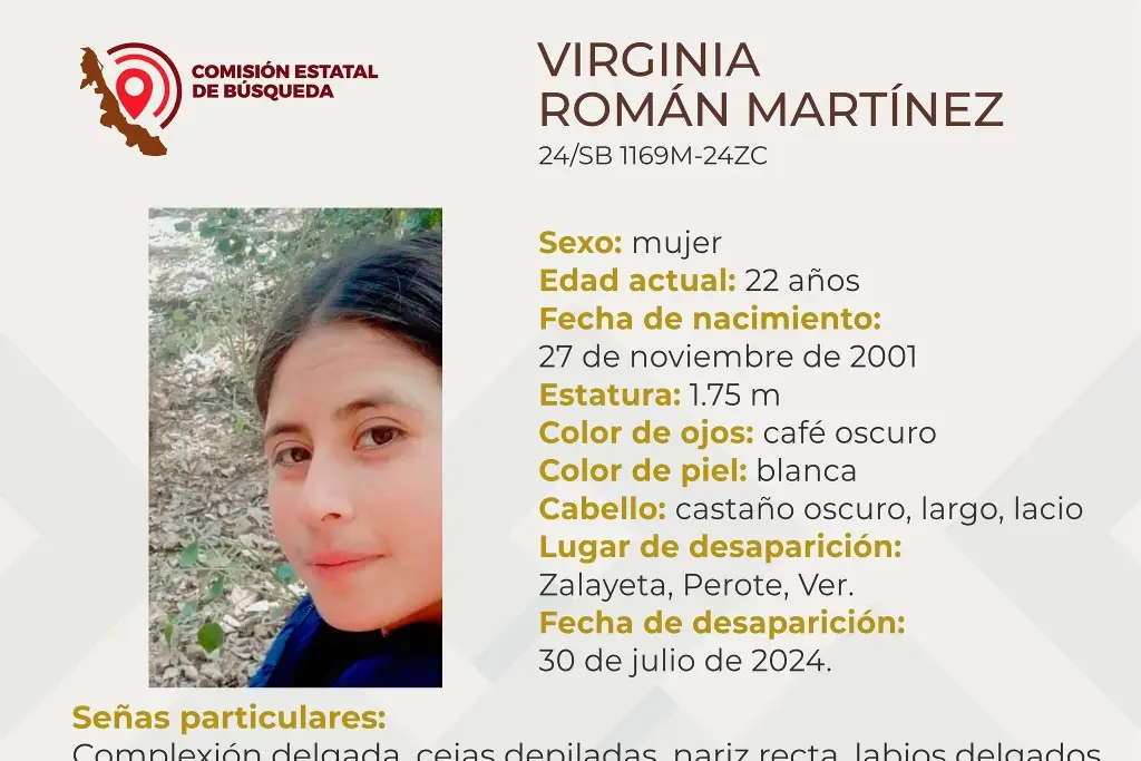 Imagen Piden ayuda para encontrar a mujer desaparecida en Perote, Veracruz 