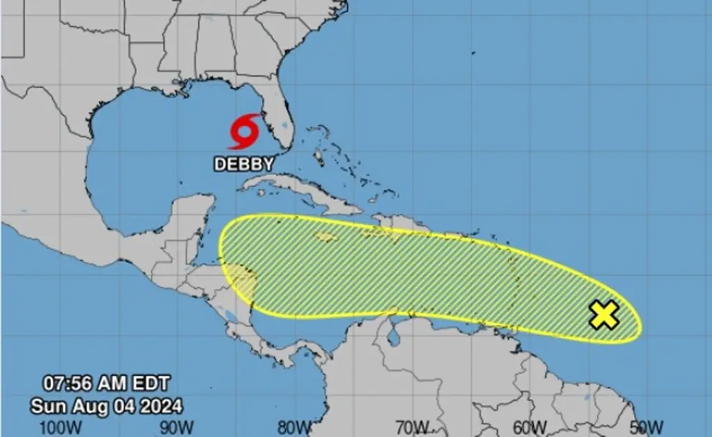 Imagen Tormenta tropical Debby podría evolucionar a huracán Golfo de México 