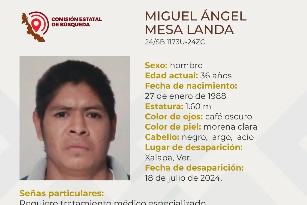 Imagen Desaparece hombre en Xalapa, Veracruz; aquí sus características 