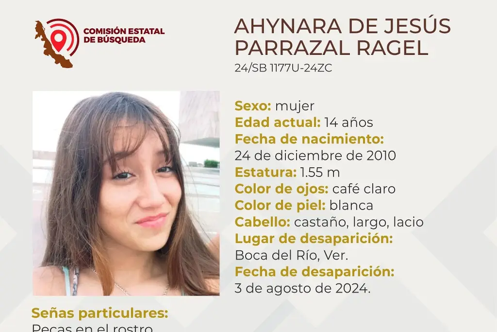 Imagen Ella es Ahynara de Jesús, tiene 14 años y desapareció en Boca del Río 