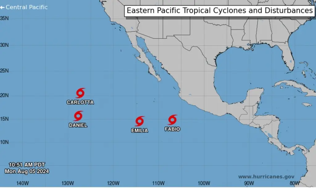 Imagen Se forma la tormenta tropical 'Fabio'; vigilan otros 3 sistemas en el Pacífico