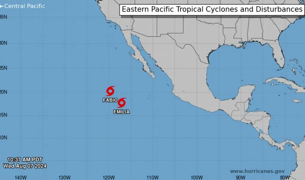 Imagen Tormentas Fabio y Emilia podrían fusionarse en un ciclón: Conagua