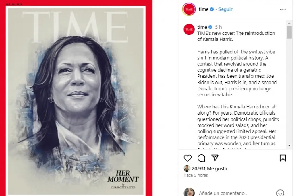 Imagen 'Es su momento': Kamala Harris en portada de la revista 'Time' 