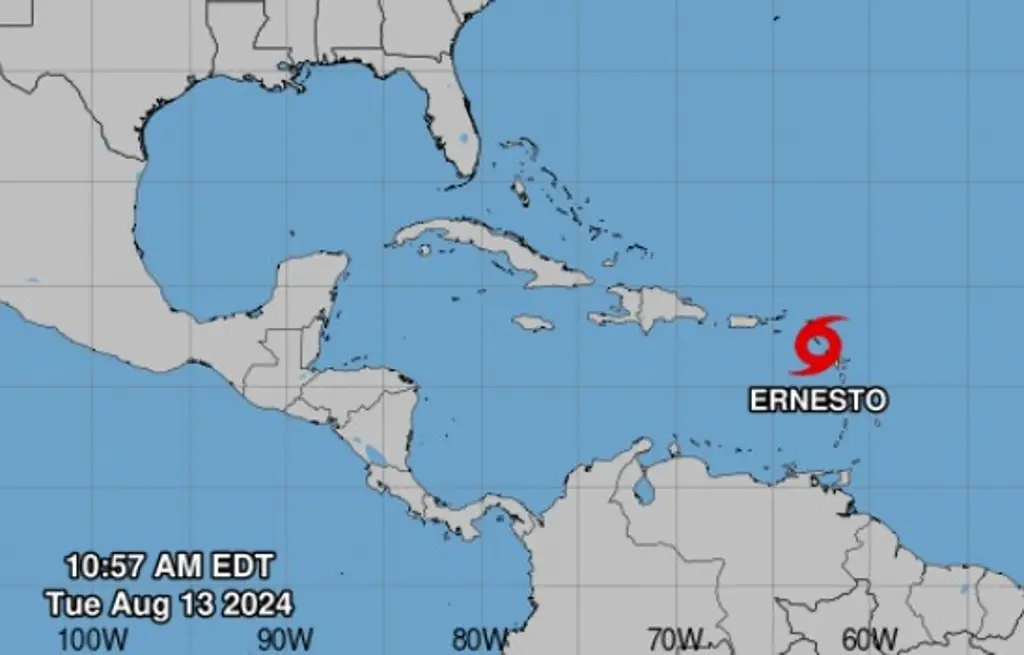 Imagen Emiten alerta de huracán por tormenta tropical Ernesto