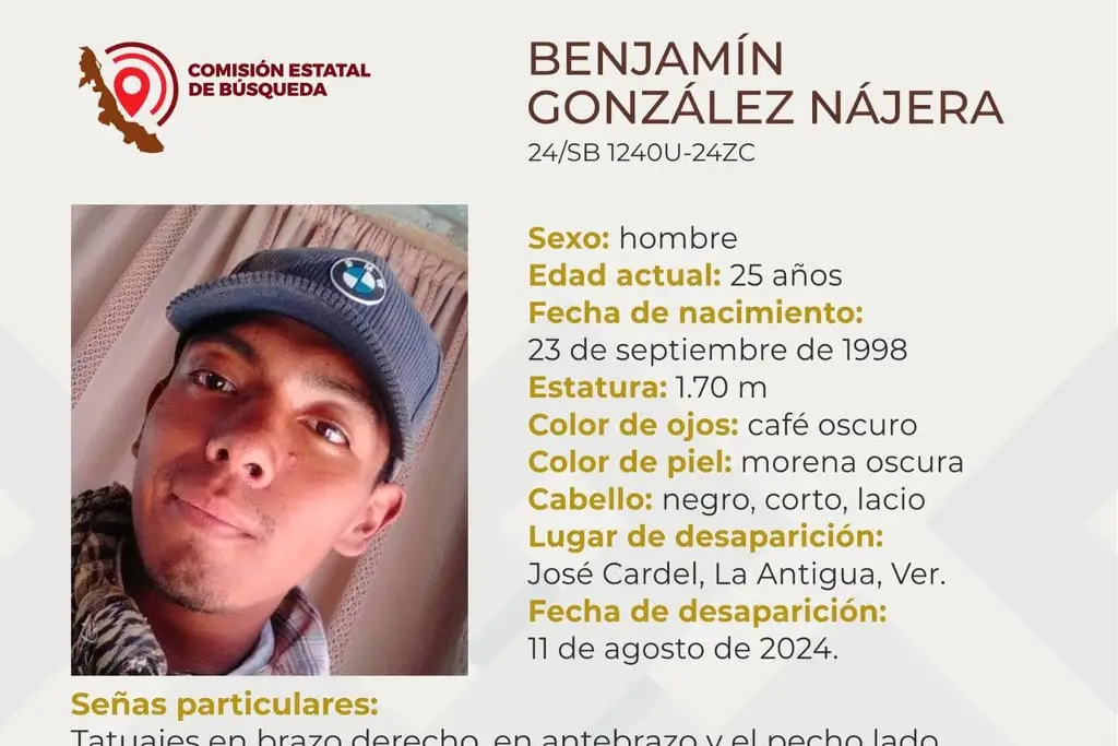 Imagen Piden ayuda para encontrar a joven desaparecido en La Antigua, Veracruz 