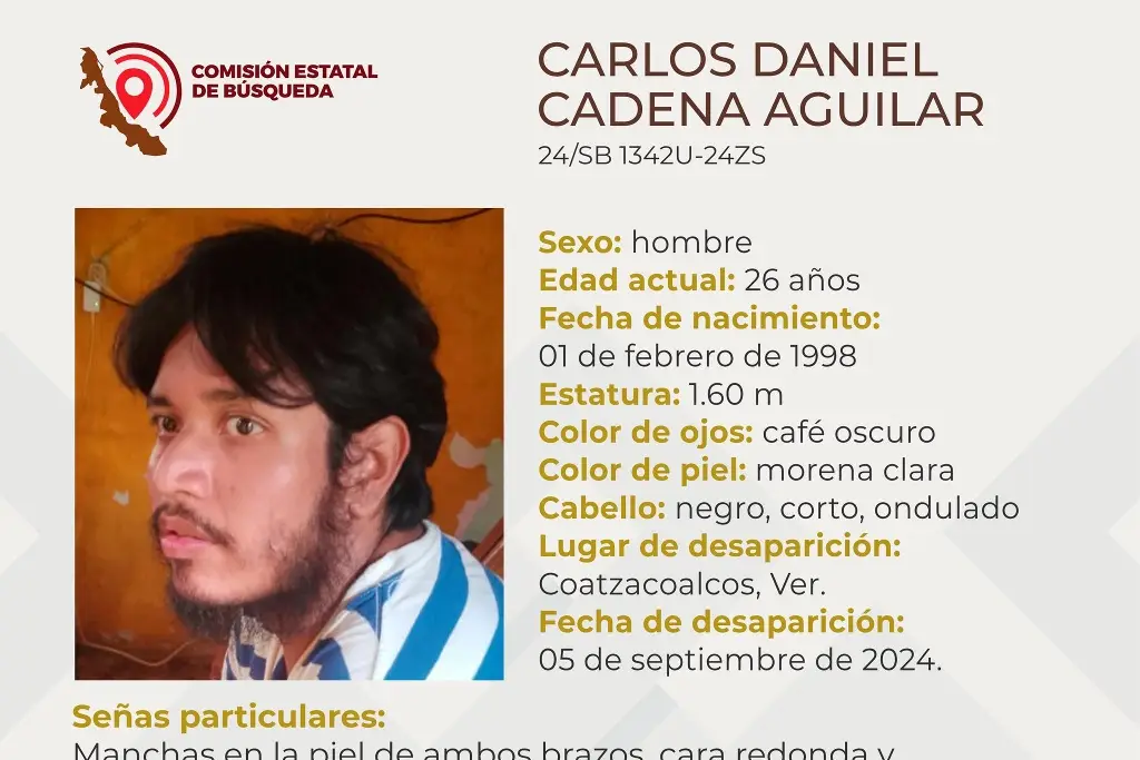 Imagen Él es Carlos Daniel, tiene 26 años y desapareció al sur de Veracruz 