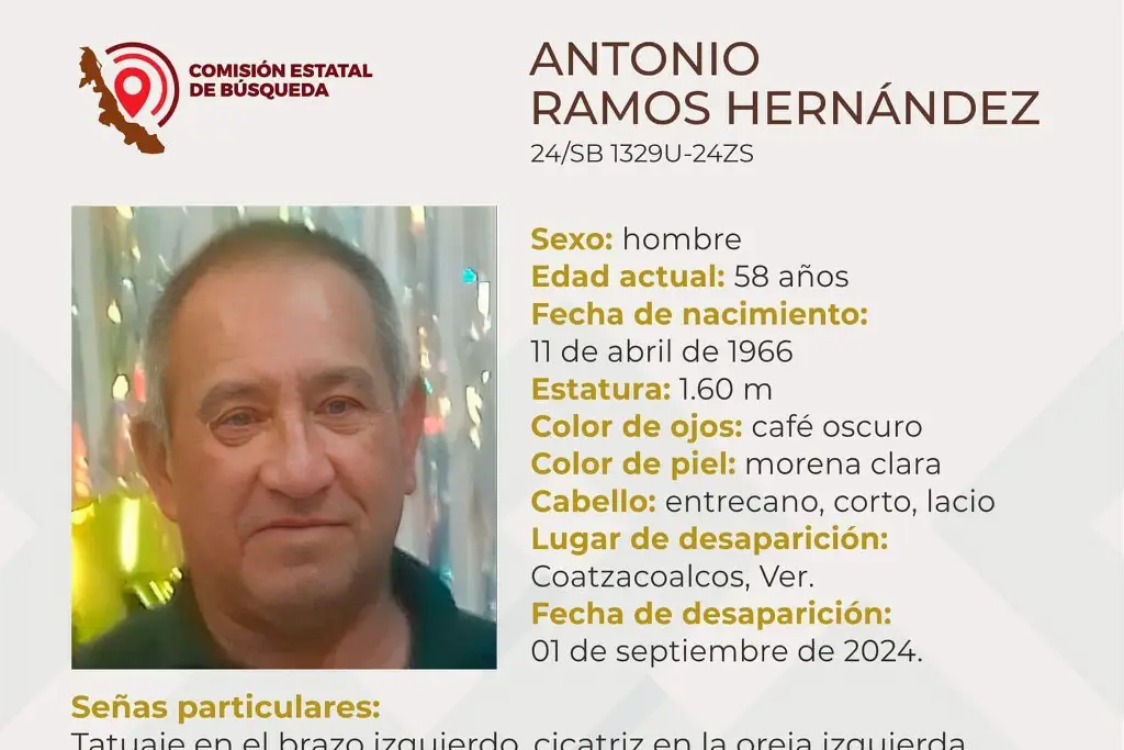 Imagen Piden ayuda para encontrar a hombre desaparecido al sur de Veracruz