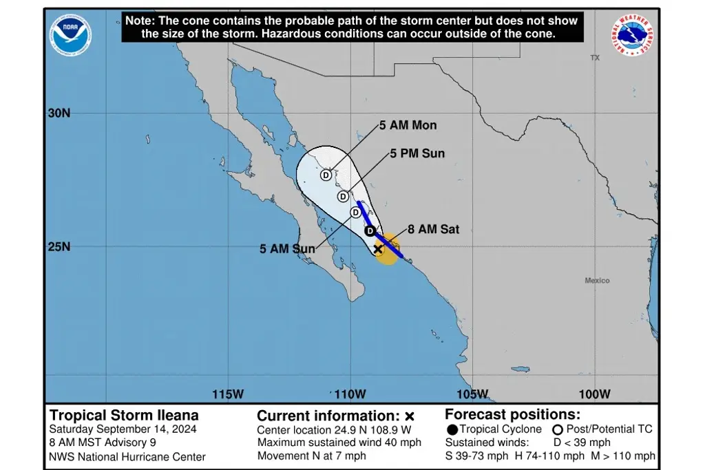 Imagen Así avanza la tormenta tropical 'Ileana' frente a costas de Sinaloa 