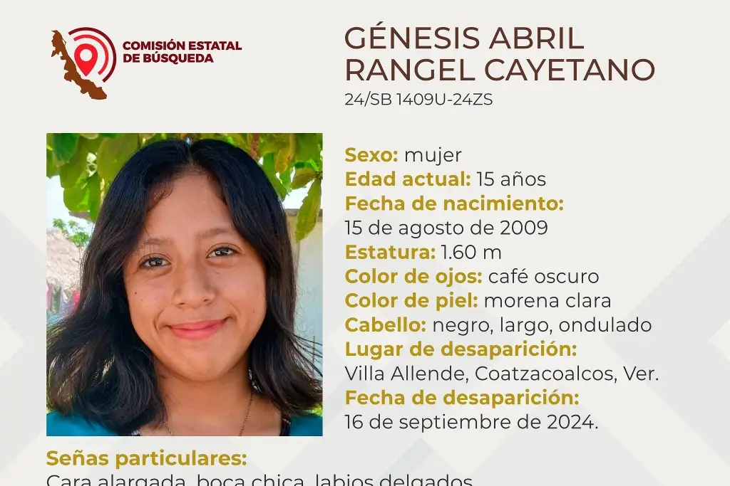 Imagen Ella es Génesis, tiene 15 años y desapareció al sur de Veracruz 