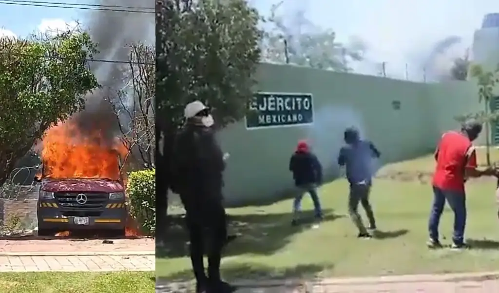 Imagen Normalistas lanzan petardos a Batallón de Infantería e incendian camioneta en Iguala, Guerrero