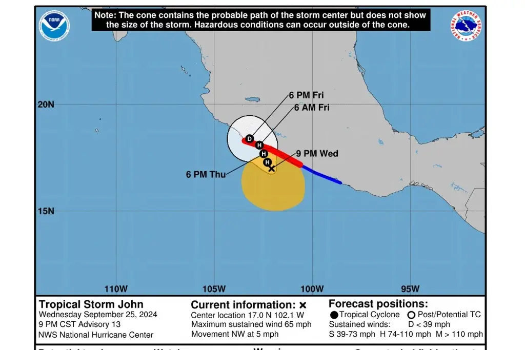 Imagen 'John' volvería a convertirse en huracán; ¿Cuándo y en dónde tocaría tierra?