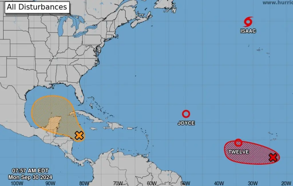 Imagen Vigilan 2 zonas de baja presión con 50 y 60% de probabilidad de ser ciclón