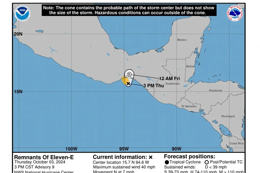 Imagen Depresión tropical Once-E se intensificaría a tormenta y tocaría tierra en Oaxaca; ¿Cuándo?