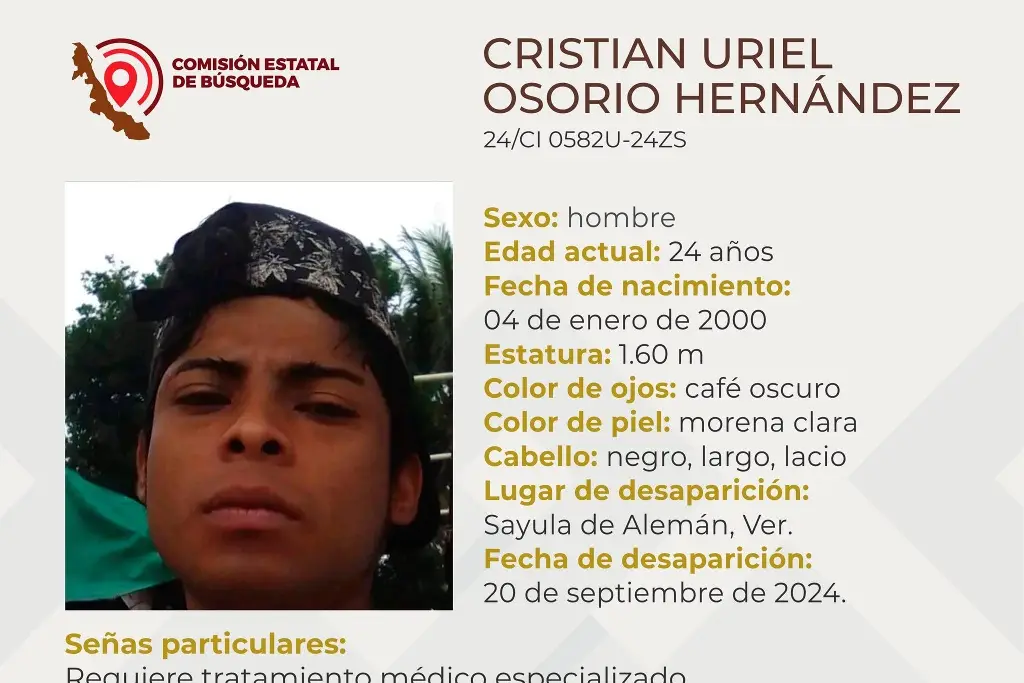 Imagen Piden ayuda para encontrar a joven desaparecido al sur de Veracruz 