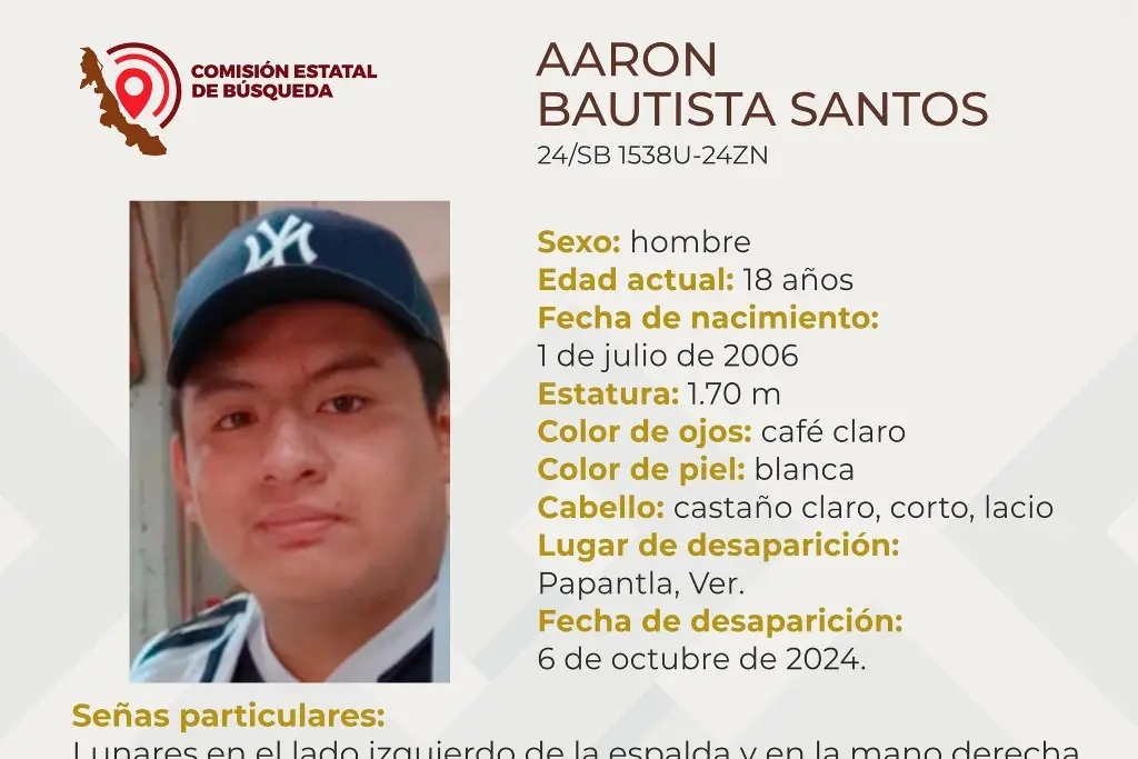 Imagen Él es Aaron, tiene 18 años y desapareció al norte de Veracruz 