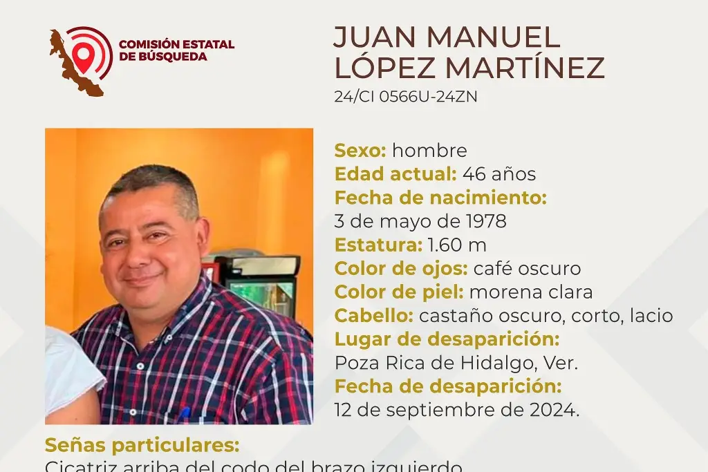 Imagen Él es Juan, tiene 46 años y desapareció al norte de Veracruz 