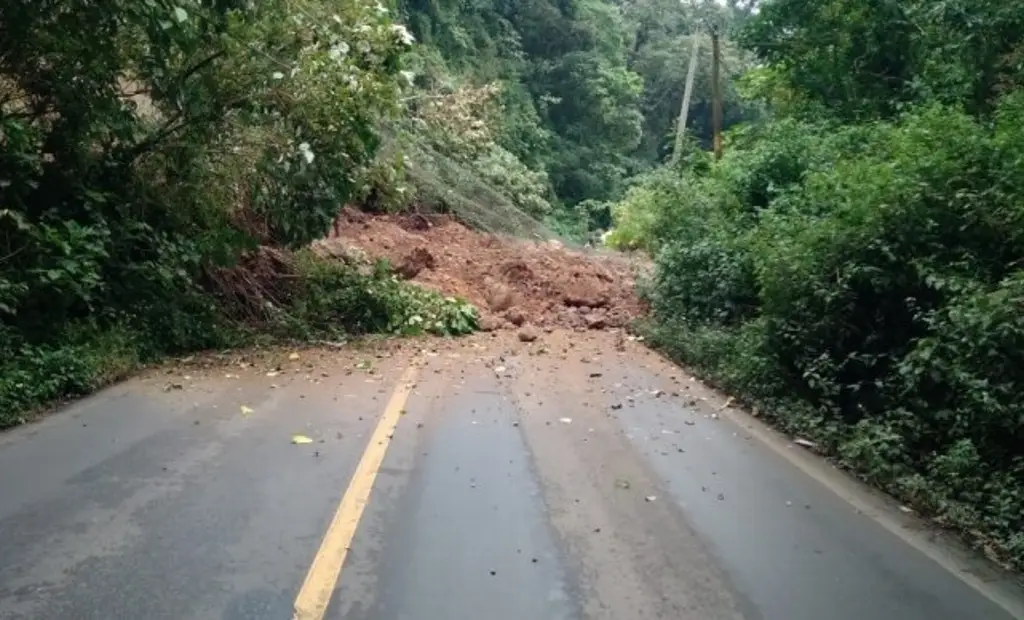 Imagen Deslizamiento de tierra en carretera de Veracruz bloquea circulación 