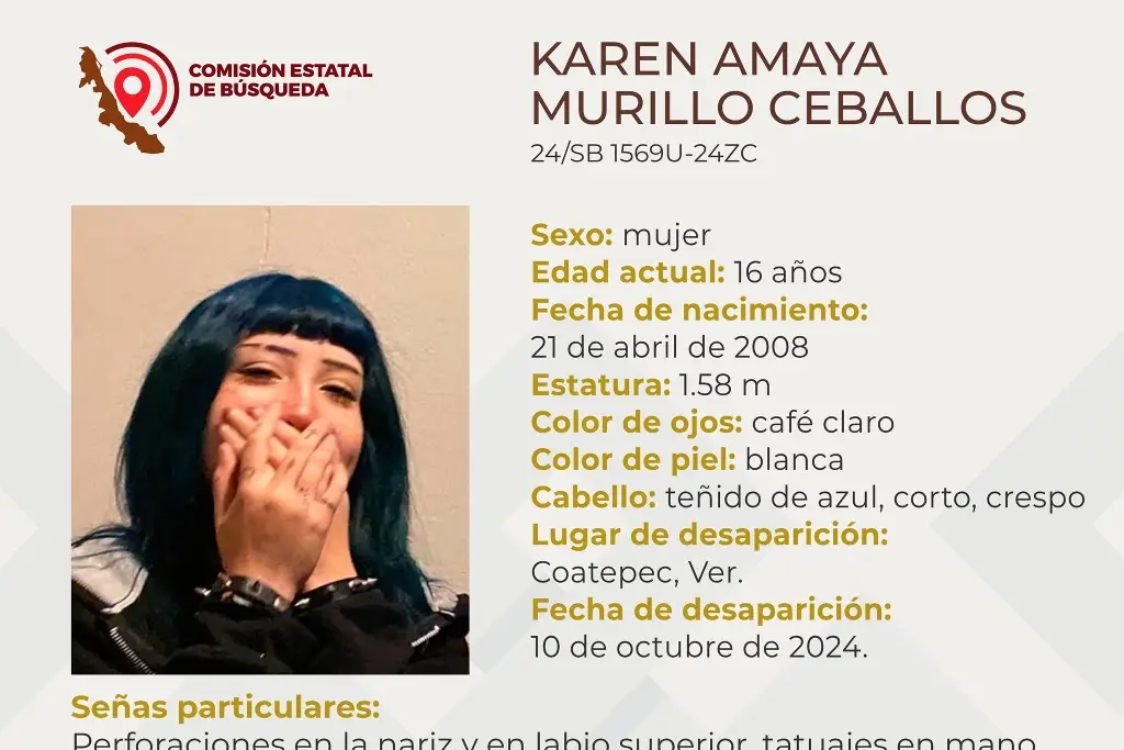 Imagen Ella es Karen, tiene 16 años y desapareció en Coatepec, Veracruz 