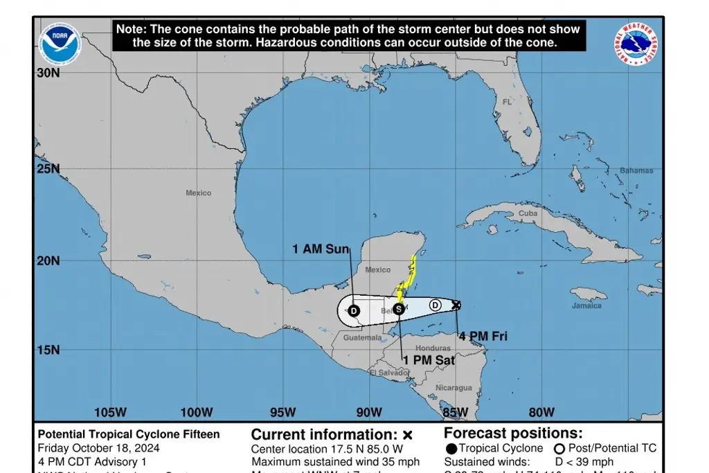 Imagen Se forma el Potencial de Ciclón Tropical Quince en el Caribe; podría evolucionar a tormenta Nadine