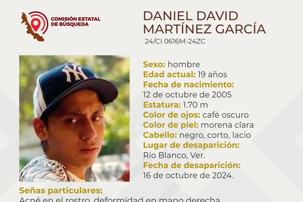 Imagen Él es Daniel, tiene 19 años y desapareció en zona centro del estado de Veracruz 