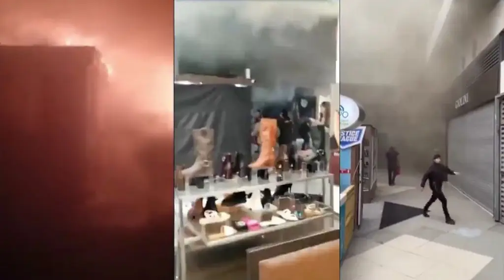 Imagen Desalojan plaza comercial por un incendio en zapatería