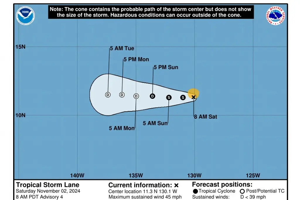 Imagen Se forma la tormenta tropical Lane en el Pacífico