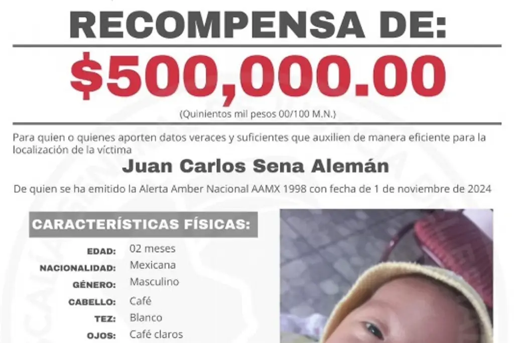 Imagen Ofrecen recompensa por información de bebé de tres meses robado en Nuevo León