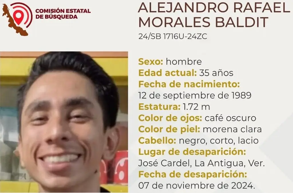 Imagen Buscan a Alejandro, desaparecido en Cardel, Veracruz