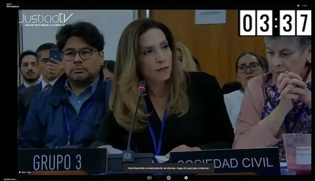 Imagen Sheinbaum se equivoca, no llegamos todas: Jueza durante audiencia en CIDH por reforma judicial