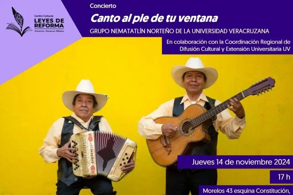 Imagen Invitan a concierto del grupo Nematatlin Norteño de la UV en Veracruz ¡Es gratis!