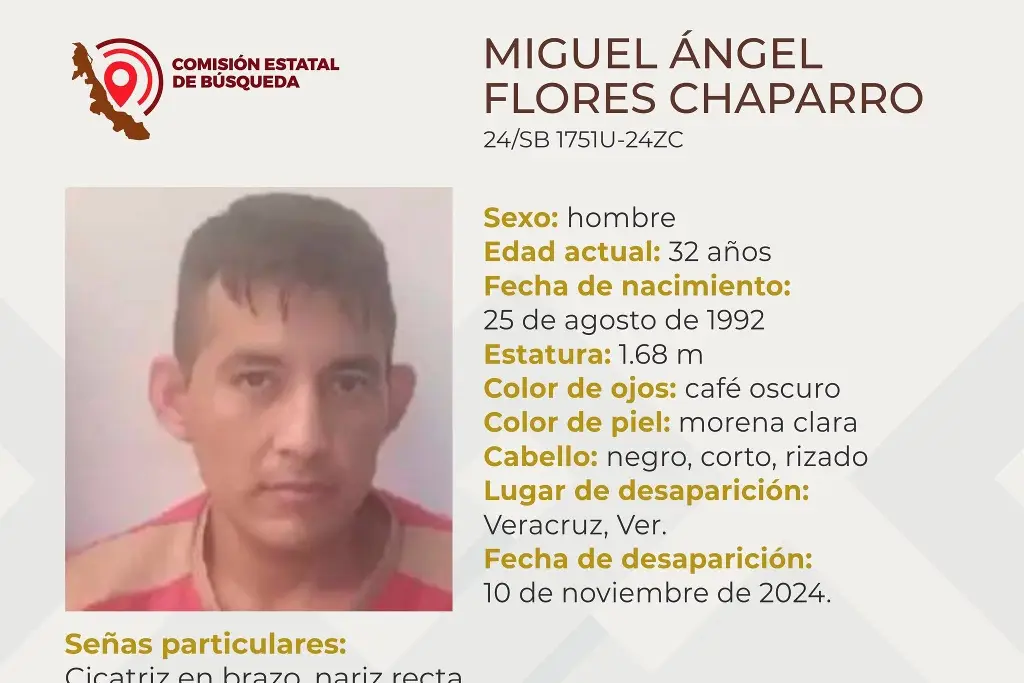 Imagen Él es Miguel Ángel, tiene 32 años de edad y desapareció en la ciudad de Veracruz